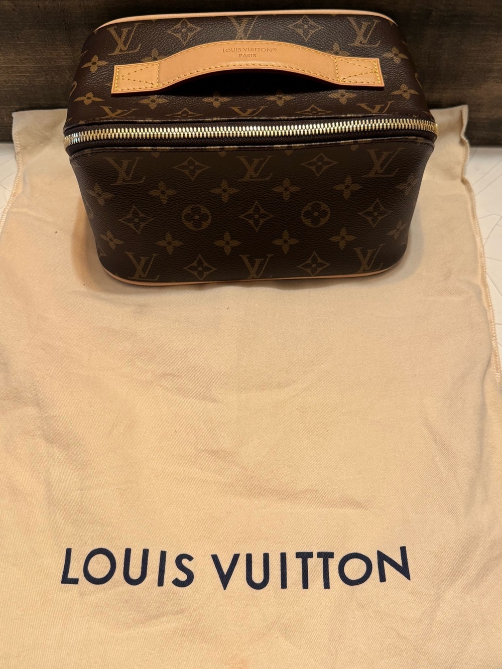 Louis Vuitton Monogram Canvas Toiletry/Vanity Pouch in Brown and Tan